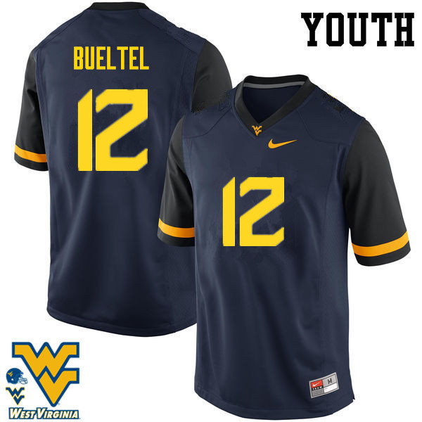 NCAA Youth Jack Bueltel West Virginia Mountaineers Navy #12 Nike Stitched Football College Authentic Jersey YX23U12QQ